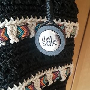 The Sak Cambria black crochet and ribbon tote bag